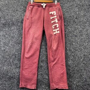 Abercrombie & Fitch Sweatpants XS Maroon Logo Fleece Joggers Straight Leg Pants